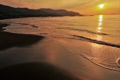 銭函海岸の夕陽