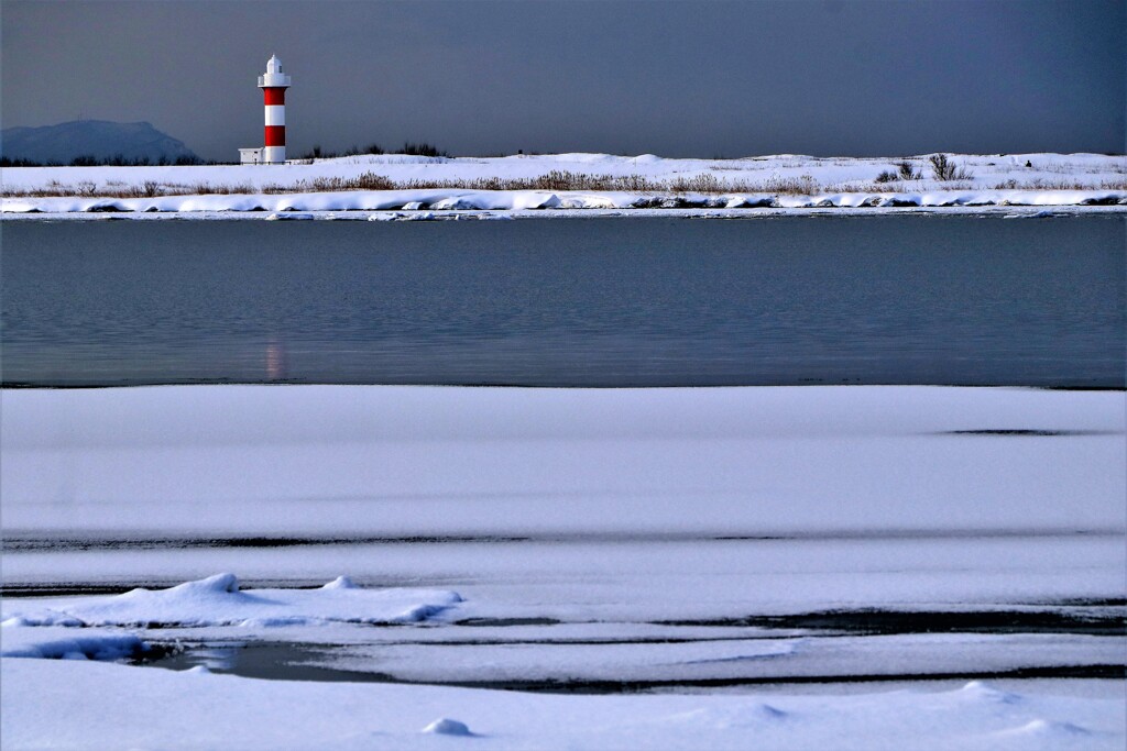 冬の石狩川河口