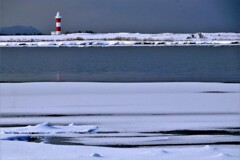 冬の石狩川河口