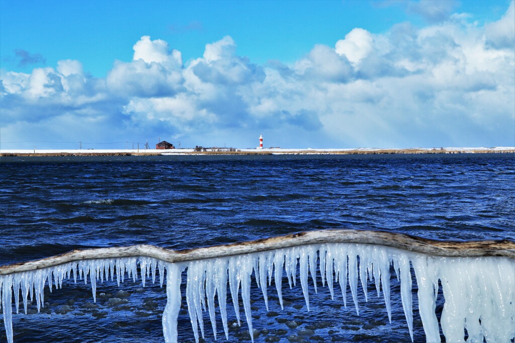 凍てつく石狩川河口