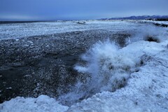 冬の石狩川河口