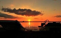 朱に染まる(石狩川河口夕陽Ⅱ