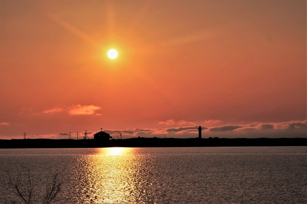 石狩川河口の夕暮れ