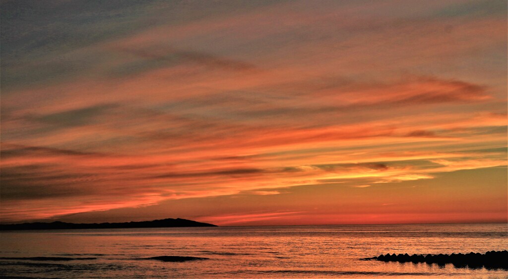 石狩望来海岸の夕陽