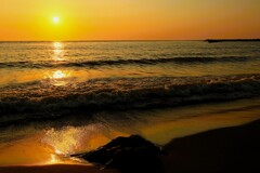 夕日の引き潮