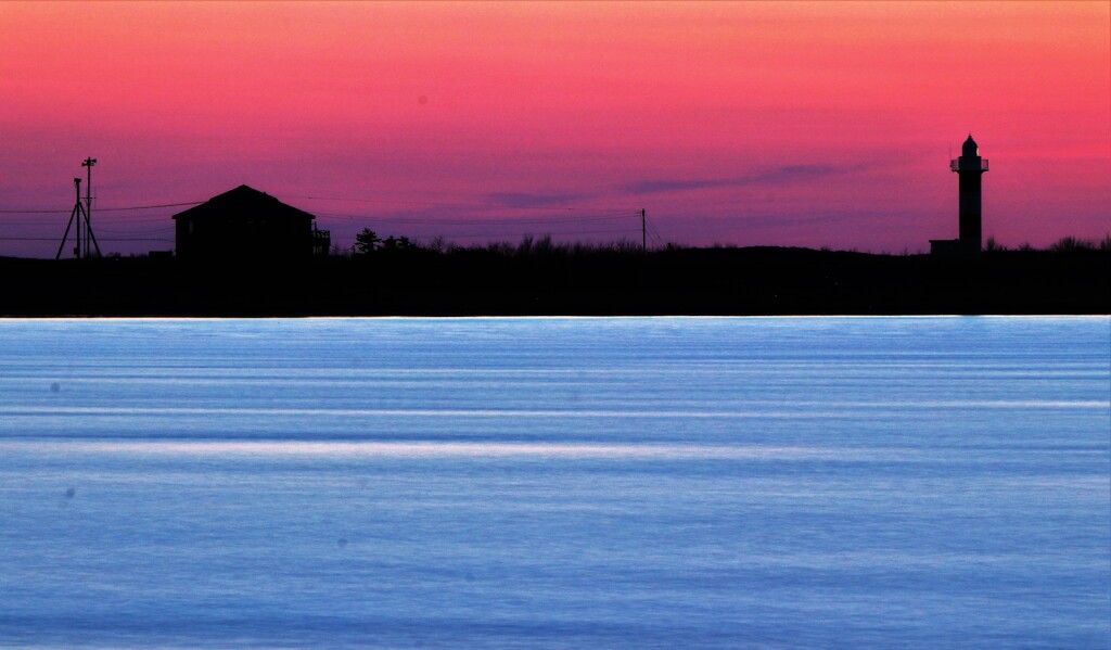石狩川河口夕陽