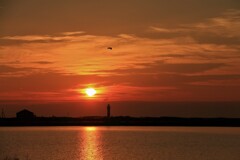 石狩川河口の夕日