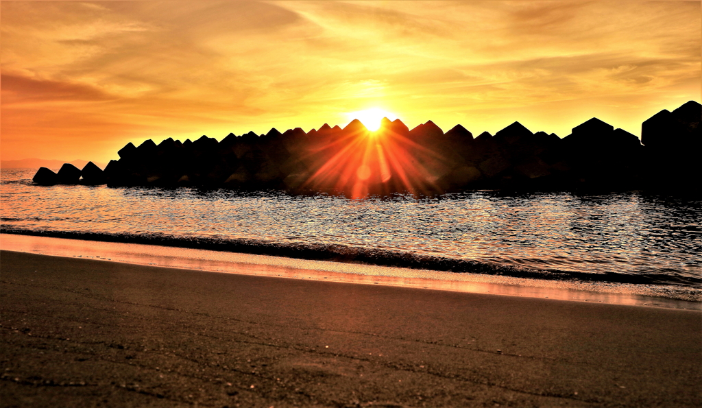 石狩望来海岸夕陽Ⅱ