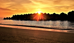 石狩望来海岸夕陽Ⅱ