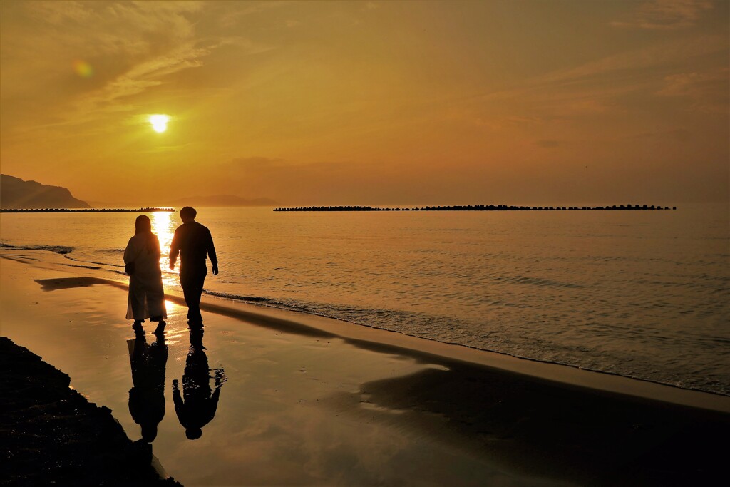 銭函海岸の夕陽