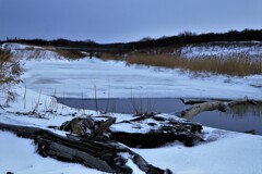 凍てつく石狩知狩川