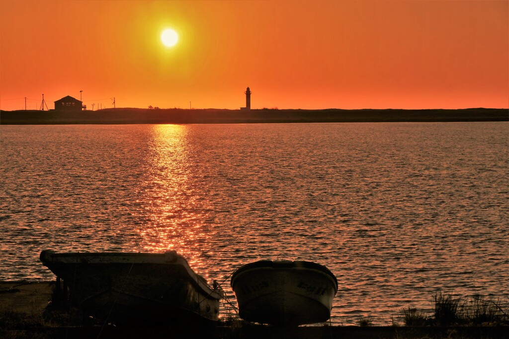 石狩河口の夕陽