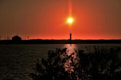 石狩河口の夕陽