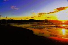 夕日の引き潮