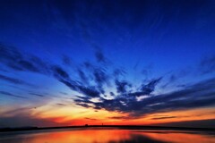石狩川河口の夕陽