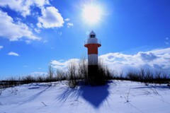 冬の石狩灯台影