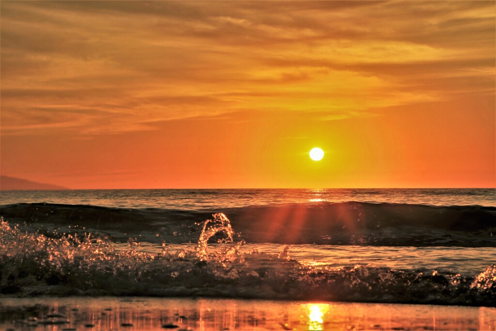 石狩望来海岸の夕陽