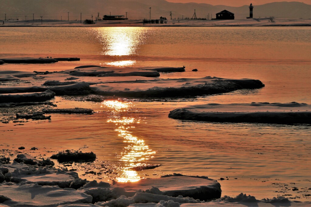 石狩川河口の夕陽