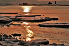 石狩川河口の夕陽