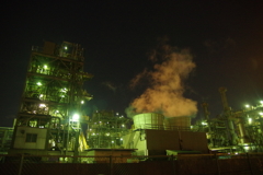 川崎、工場地帯夜景