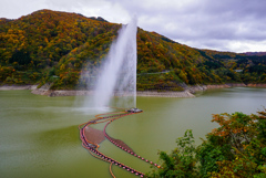 寒河江ダムの大噴水
