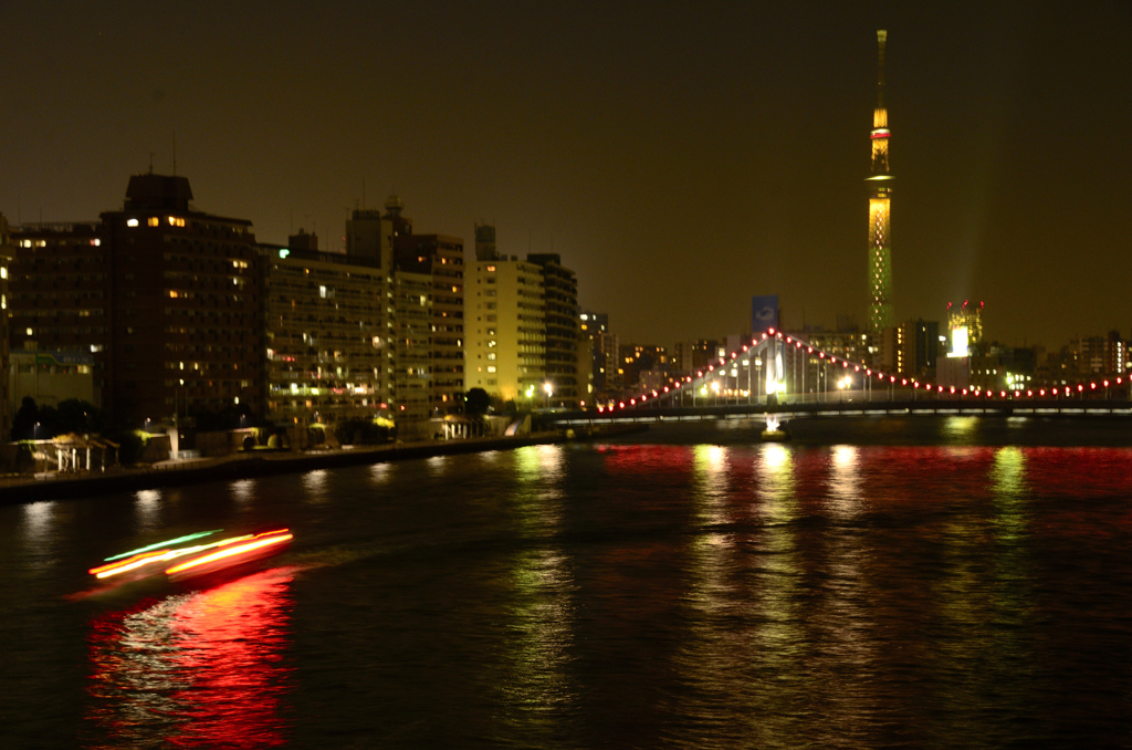 東京スカイツリーへ[清洲橋夜景]