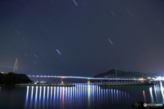 伊王島大橋と冬の大三角