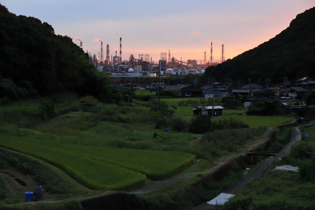 田園風景と工場群