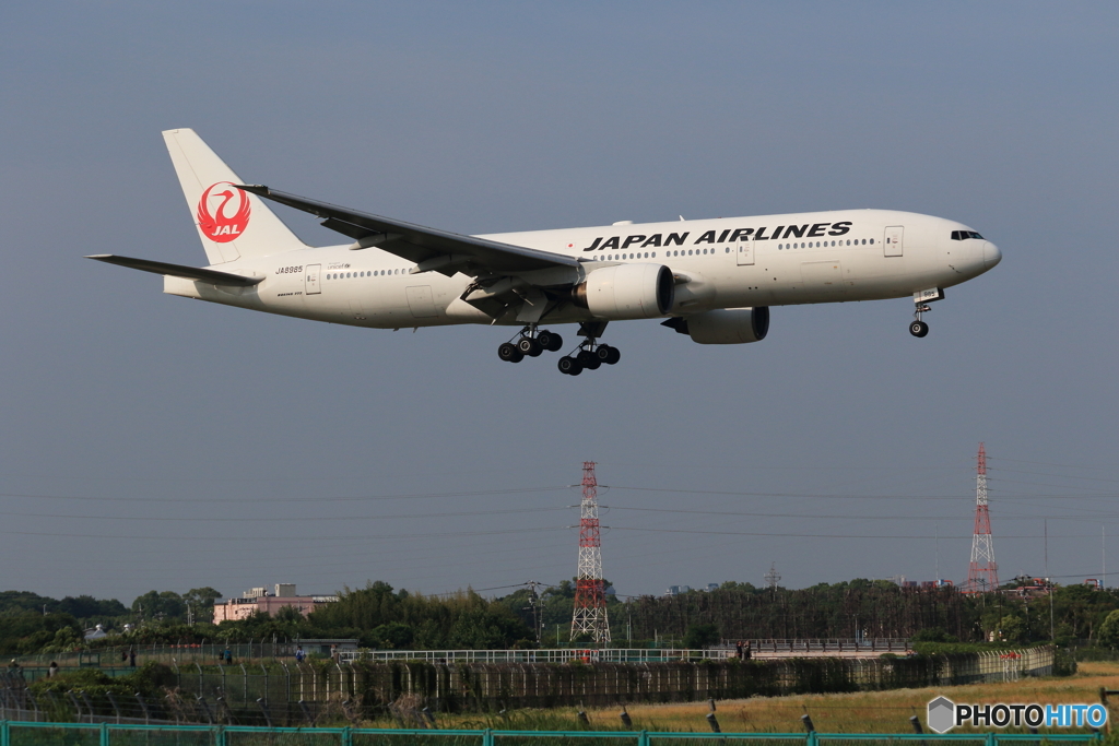 JAL ボーイング777-200（JA8985）アプローチ