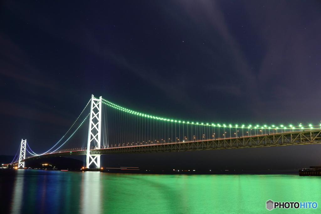 明石海峡大橋ライトアップⅠ～グリーンブルー～