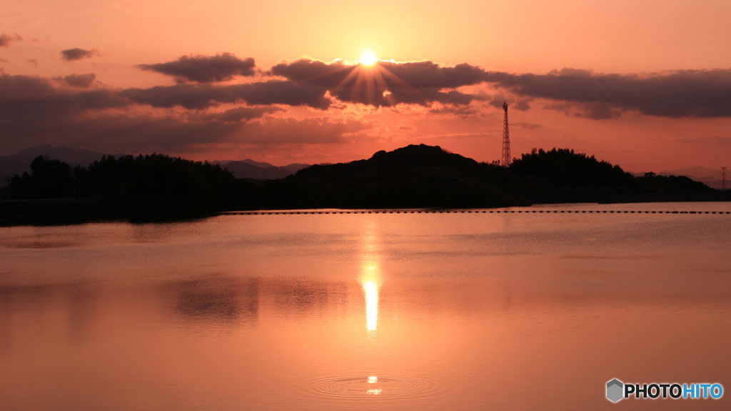 天拝湖からの日の出