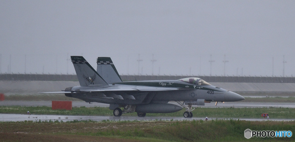 大雨の中・・・