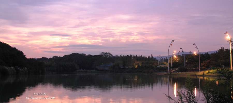 鶴見緑地公園大池の早朝