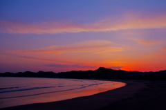 夕暮れの鳴砂海岸