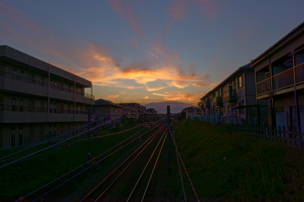 夕空と線路