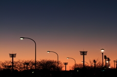 競技場の夕景