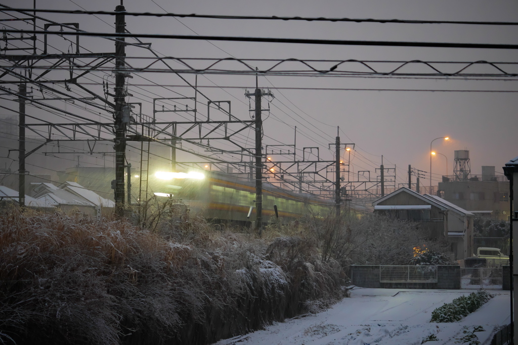 南武線も雪の中