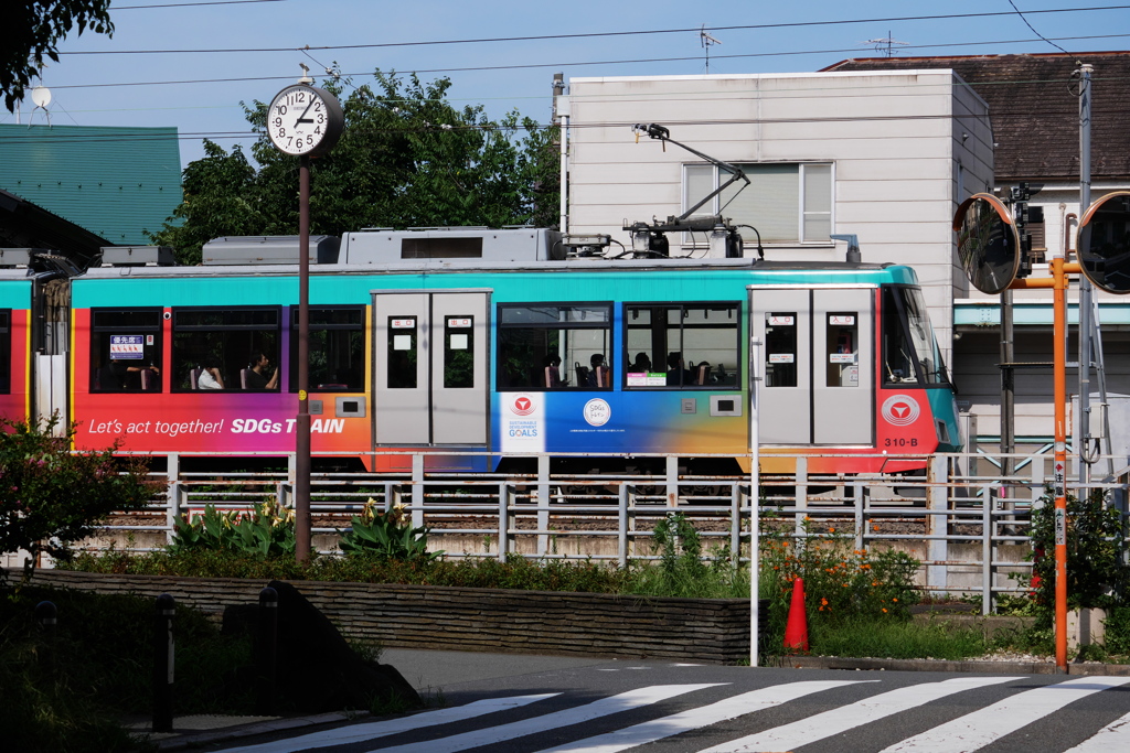 レインボーカラーが横切る北沢川緑道