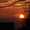 街道から見る夕日
