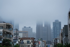 東京都庁は雲の中