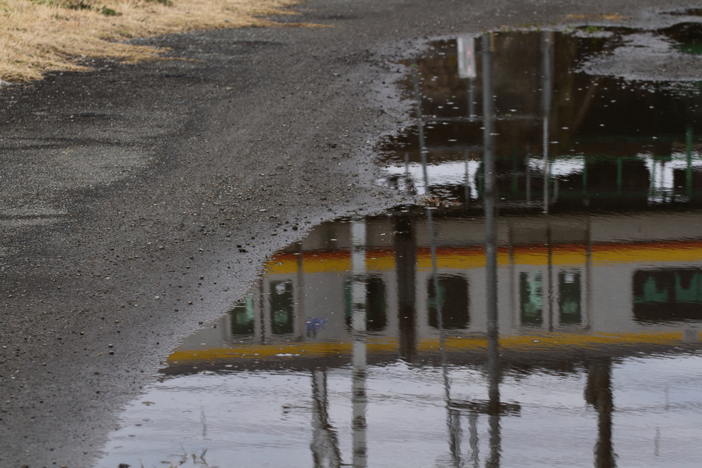 水溜りの中を走る