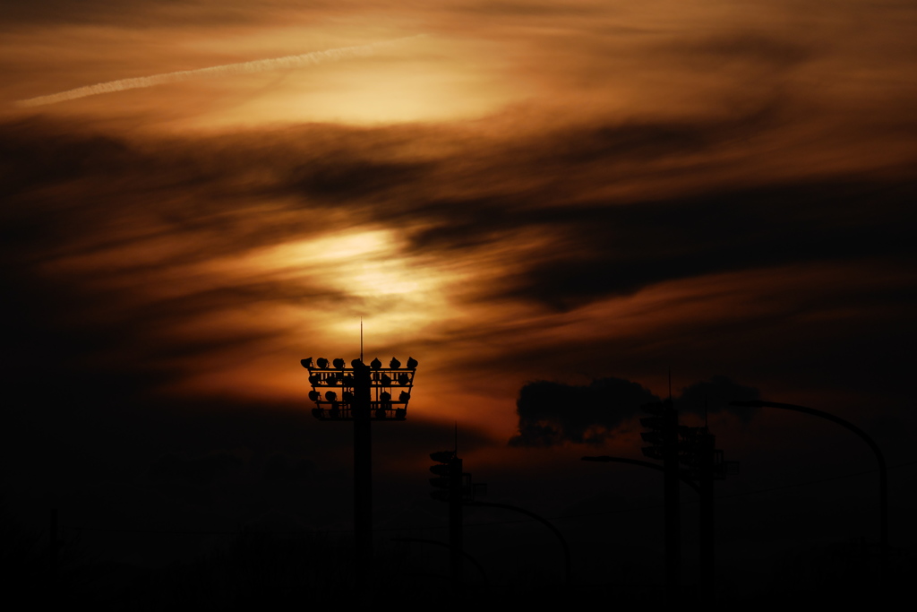 グラウンドの夕景