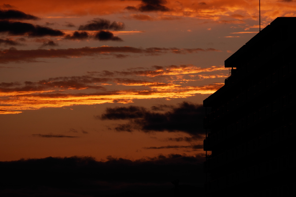 輝く夕空