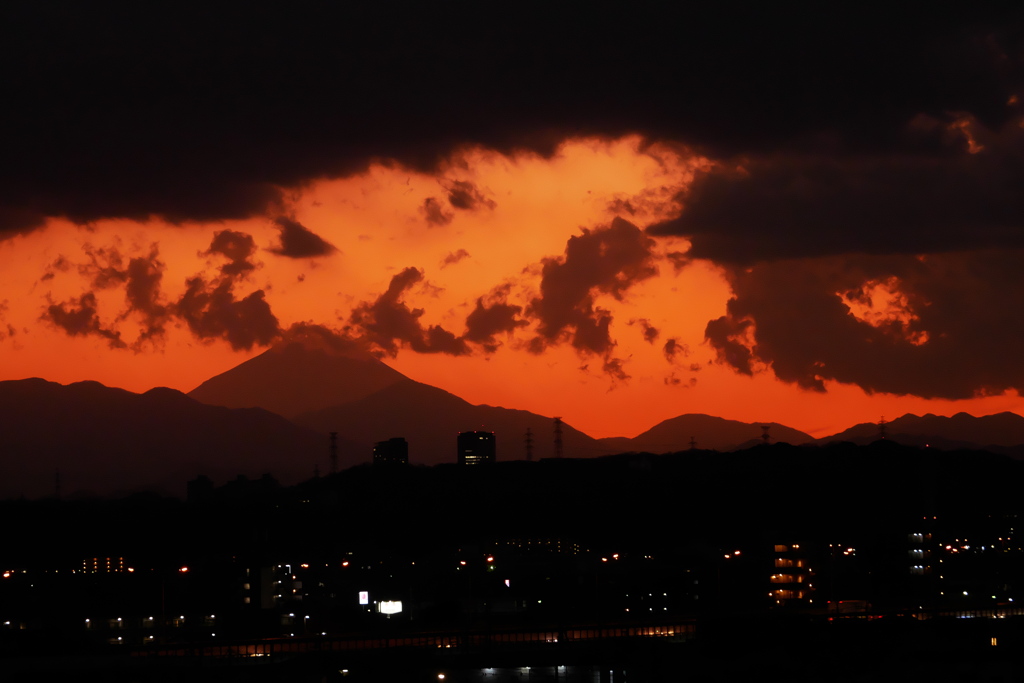 夕景富士