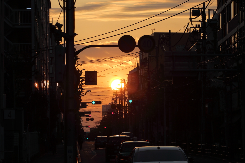 水道道路の夕景20161106