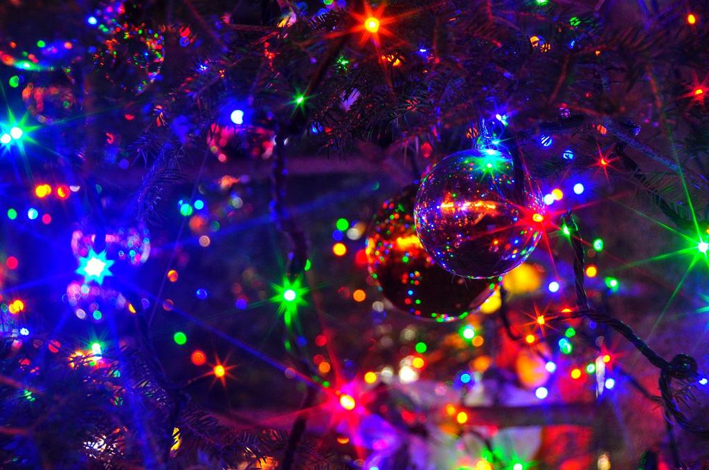 Mirror ball with Christmas tree