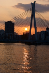 中央大橋・夕日