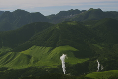 朝日を浴びる久住連峰