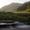 山間の里の朝