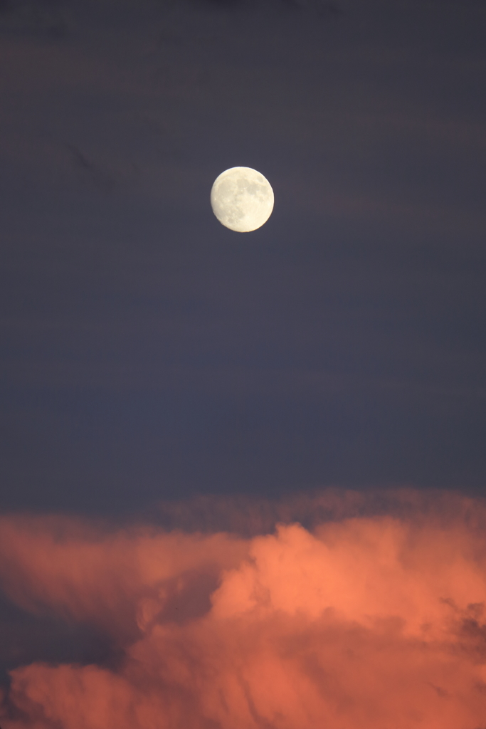 月と夕焼け